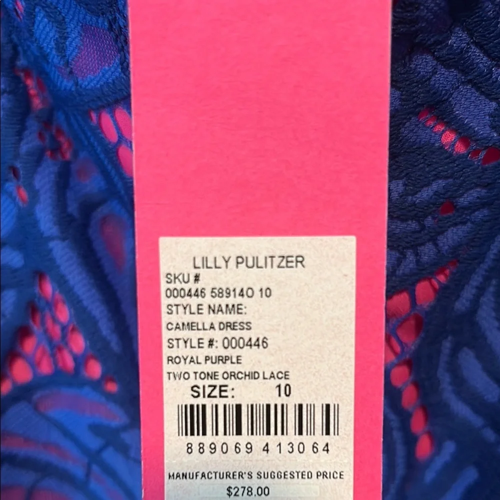 NWT Lilly Pulitzer Camella Dress Royal Purple Two Tone Orchid Lace Dress Size 10 - Picture 5 of 6